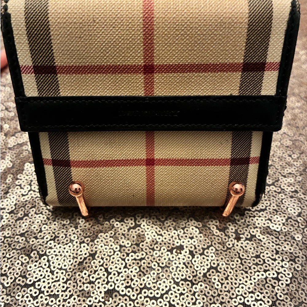 Classic Vintage Burberry Plaid - Black Trim Wallet w Coin Slot - Picture 2 of 15